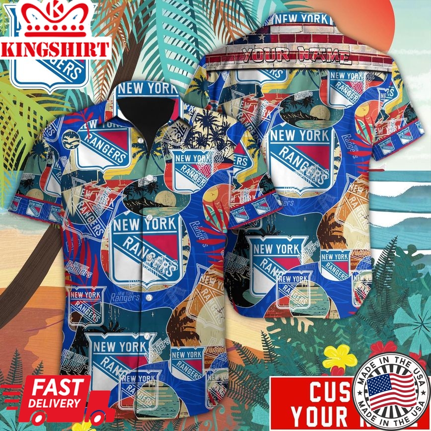 New York Rangers Custom Name Hawaiian Shirt