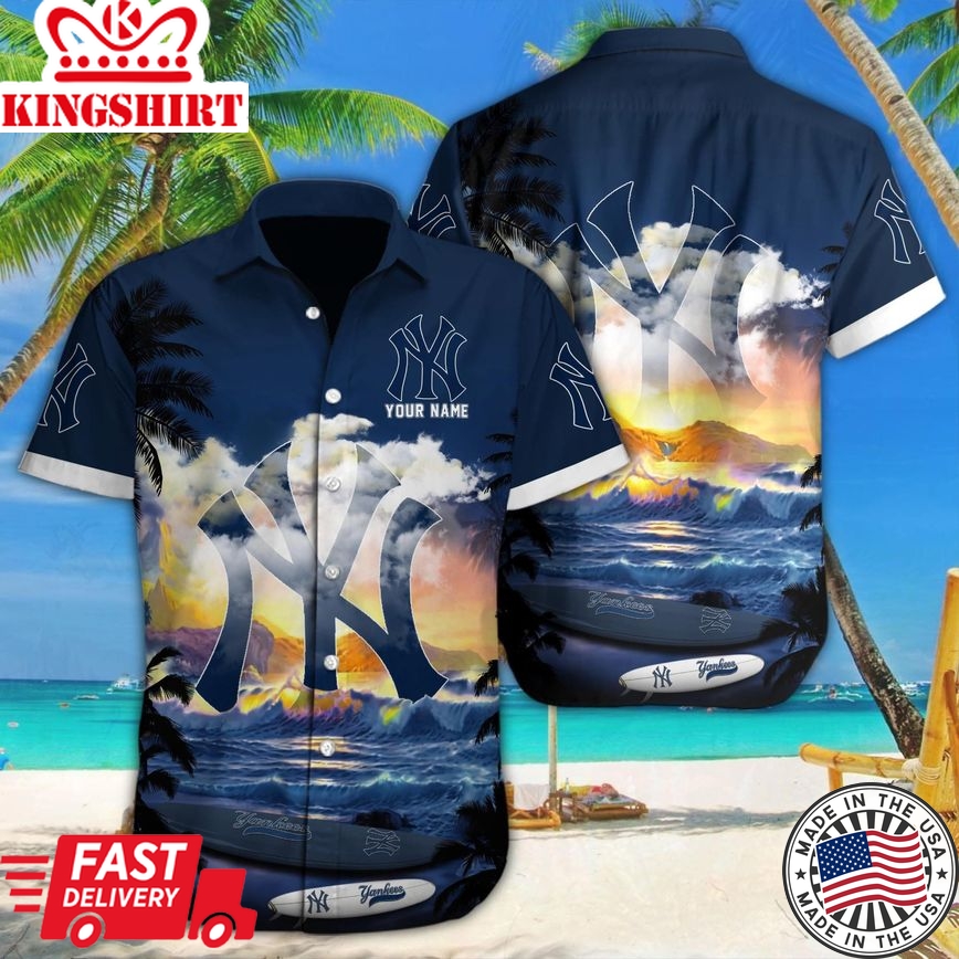 New York Yankees Hawaiian Shirt with Custom Name