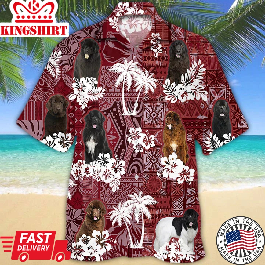 Newfoundland Trendy Hawaiian Shirt, Gift For Dog Lover Shirts, Men's Trendy Hawaiian Shirt, Summer Hawaiian Aloha Shirt