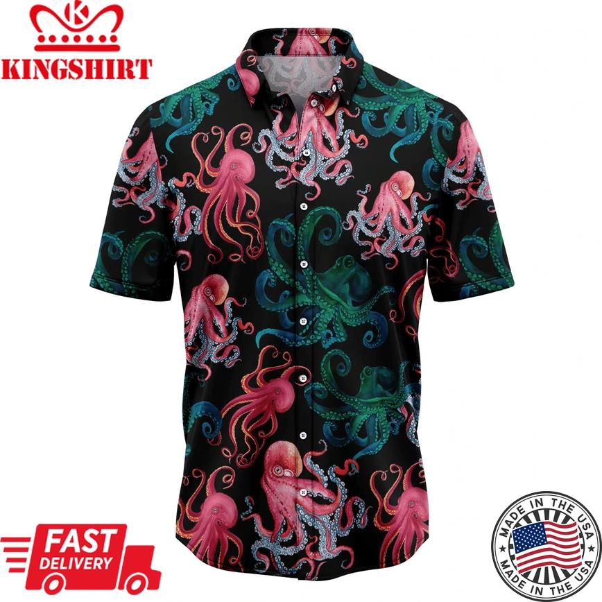 Octopus Party Trendy Hawaiian Shirt, Summer Gift, Trendy Hawaiian Shirts For Men, Aloha Beach Shirt