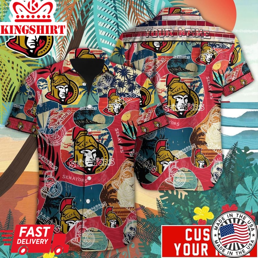 Ottawa Senators Custom Name Hawaiian Shirt