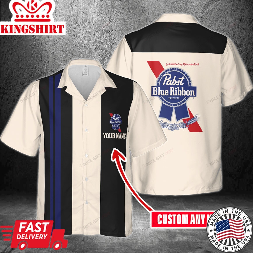 Pabst Blue Ribbon Custom Name Hawaiian Vacation Shirt