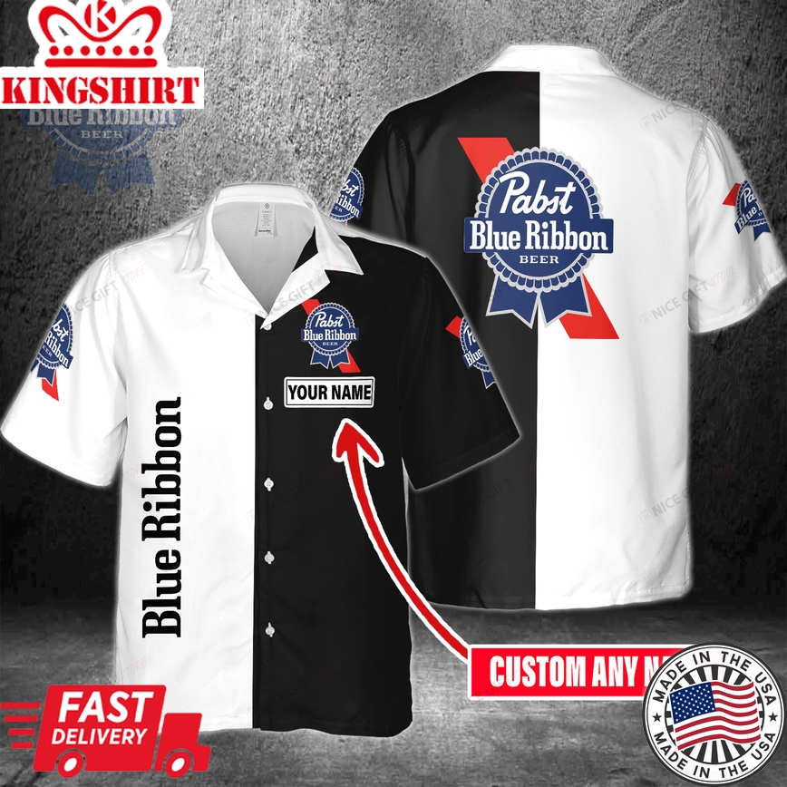 Pabst Blue Ribbon Hawaiian Shirt Custom Name Edition