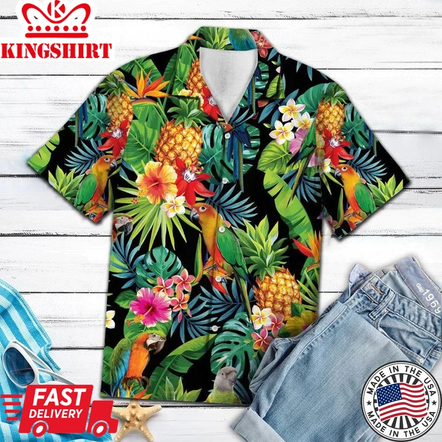 Parrot Bird Species Pineapple Design Trendy Hawaiian Shirt