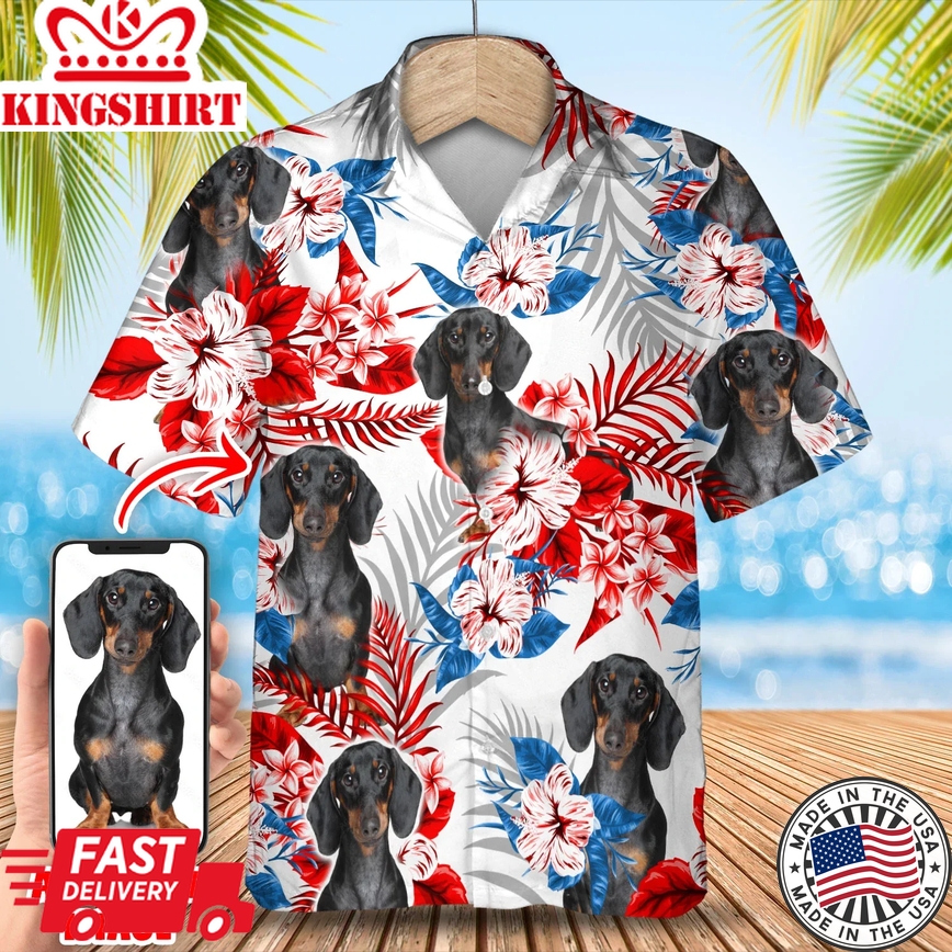 Pet Custom Photo American Flag Trendy Hawaiian Shirt, Dog Summer Aloha Shirt, Men Trendy Hawaiian Shirt, Women Trendy Hawaiian Shirt