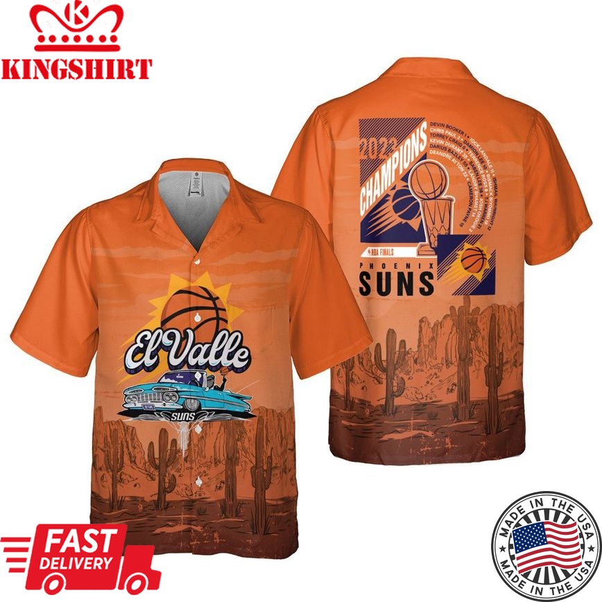 Phoenix Suns El Valle On Orange Background Print 3D Hawaiian Shirt