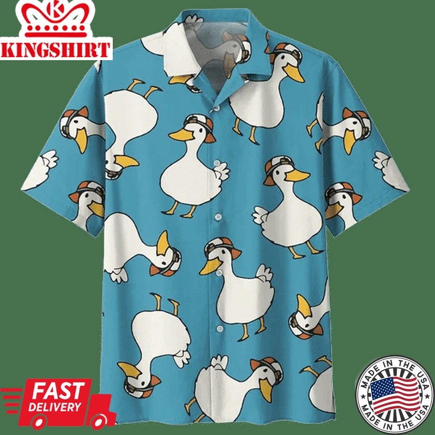 Plump Duck Background Design Trendy Hawaiian Shirt For Men And Women