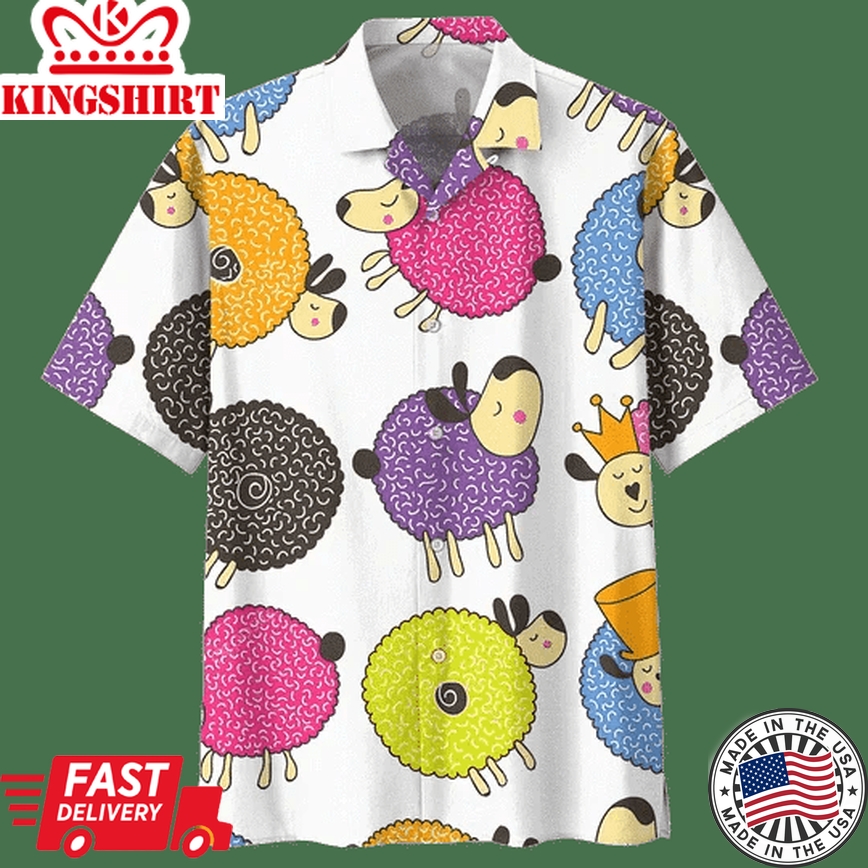 Plump Sheep Illustration Design Trendy Hawaiian Shirt