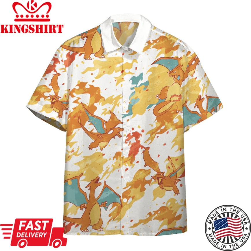 Pokemon Hawaiian Shirt Charizard Fire Hawaii Shirt Pokemon Aloha Shirt