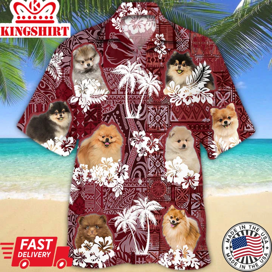 Pomeranian Trendy Hawaiian Shirt, Gift For Dog Lover Shirts, Men's Trendy Hawaiian Shirt, Summer Hawaiian Aloha Shirt