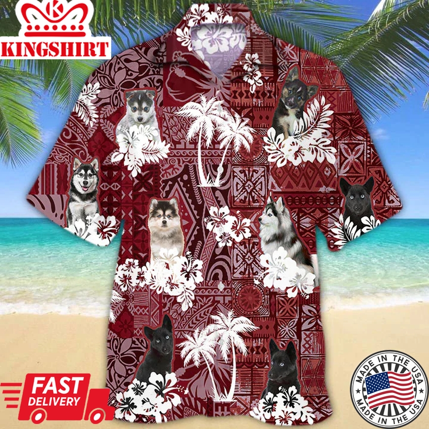 Pomsky Trendy Hawaiian Shirt, Gift For Dog Lover Shirts, Men's Trendy Hawaiian Shirt, Summer Hawaiian Aloha Shirt