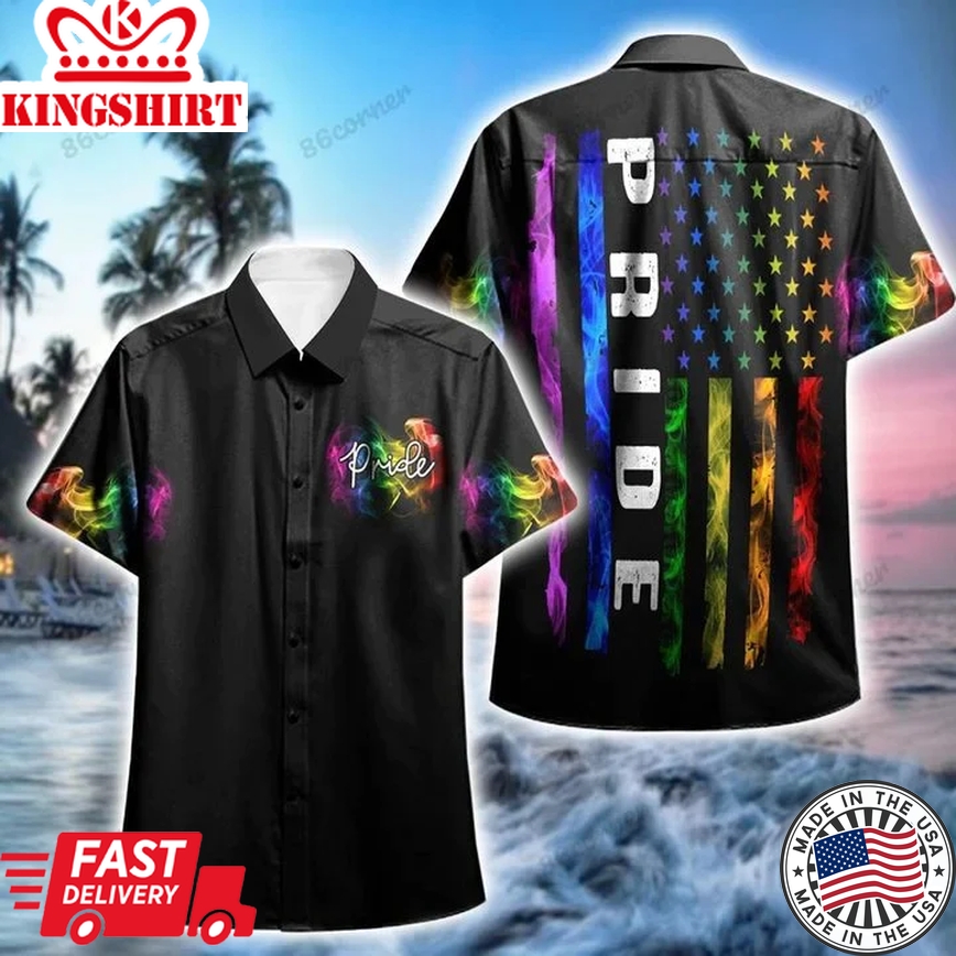 Pride Rainbow Flag Hawaii Shirt, Summer Aloha Shirt, Gift For Summer