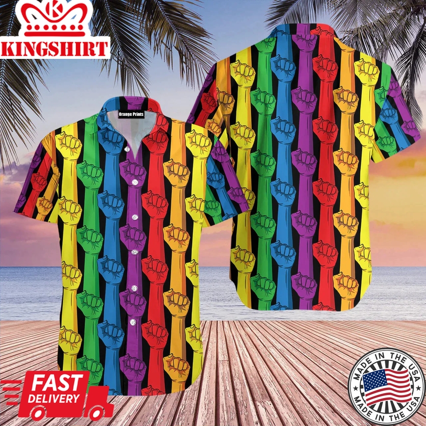 Rainbow Color Lgbt Gay Pride Hand Pattern Trendy Hawaiian Shirt