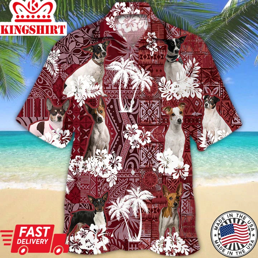 Rat Terrier Dog Trendy Hawaiian Shirt, Gift For Dog Lover Shirts, Men's Trendy Hawaiian Shirt, Summer Hawaiian Aloha Shirt