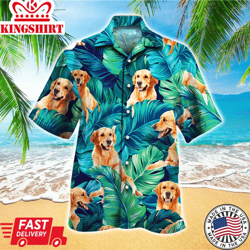 Retriever Dog Trendy Hawaiian Shirt, Dog Personalized Trendy Hawaiian Shirt Men