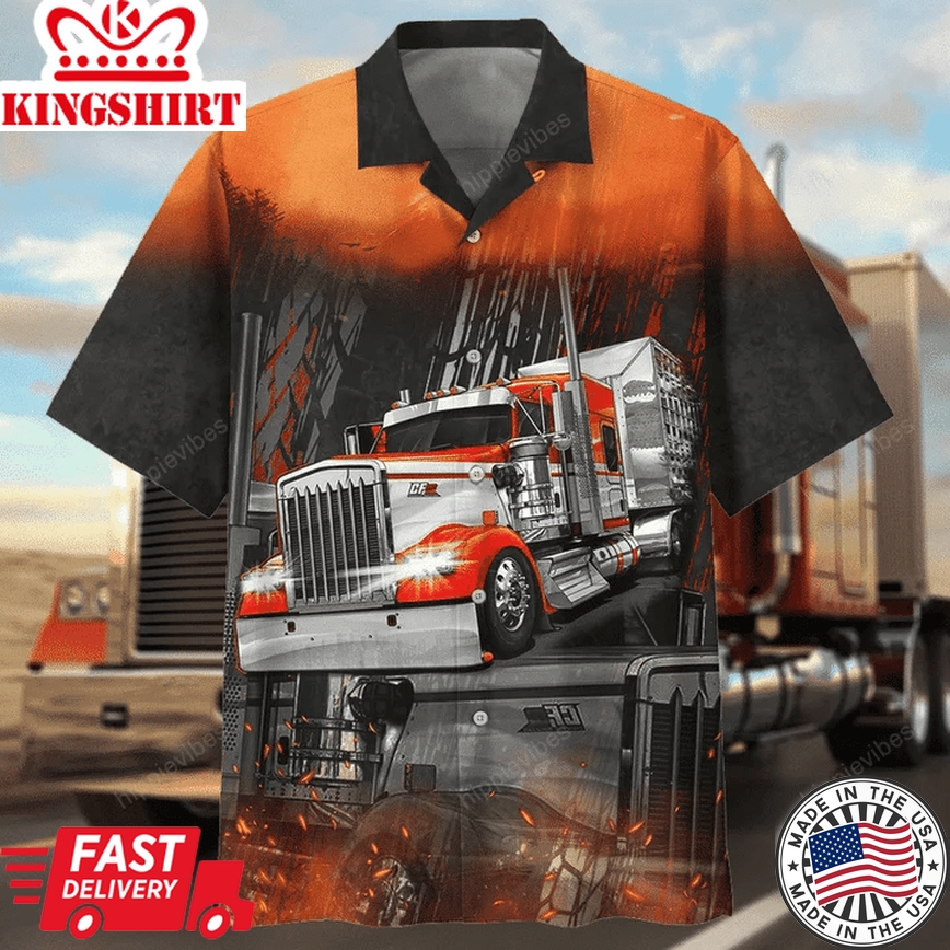 Retro Style Red Truck Driver Design Trendy Hawaiian Shirt