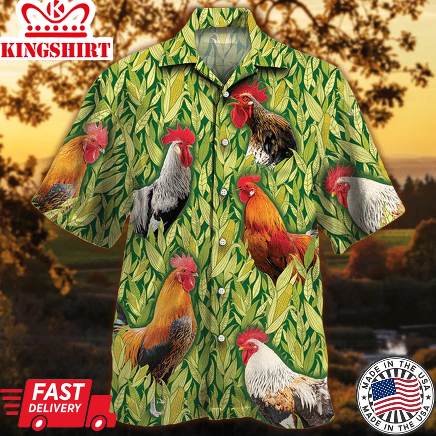 Rooster Chicken Trendy Hawaiian Shirt, Animal Trendy Hawaiian Shirt, Gift For Chicken Lovers