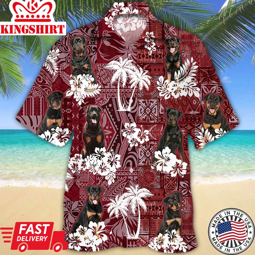 Rottweiler Trendy Hawaiian Shirt, Gift For Dog Lover Shirts, Men's Trendy Hawaiian Shirt, Summer Hawaiian Aloha Shirt