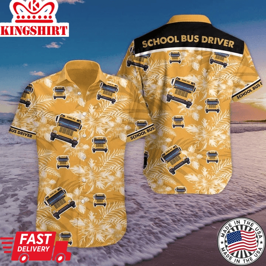 School Bus Trendy Hawaiian Shirt, Bus Driver Hawaii Shirt, Summer Gift For Driver Dad, Grandpa