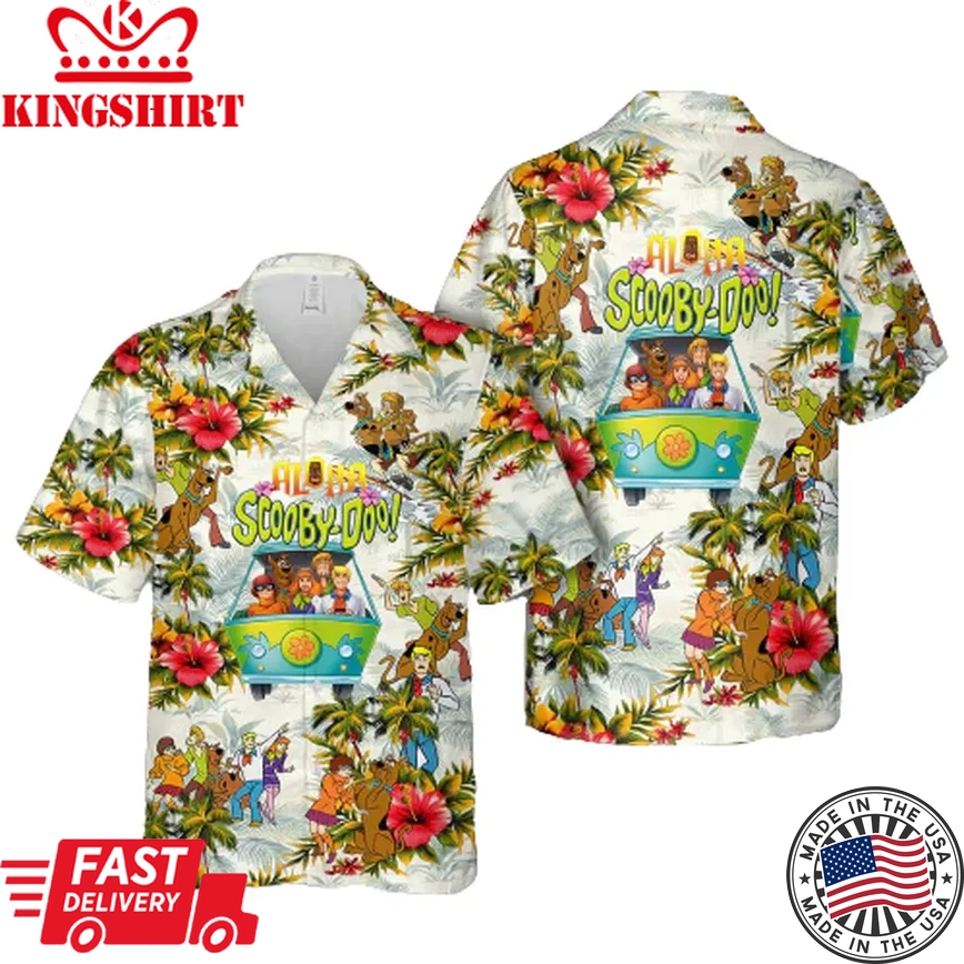 Scooby-Doo Hawaiian Shirt Aloha Scooby-Doo Tropical Flower Hawaii Shirt Cute Scooby-Doo Aloha Shirt