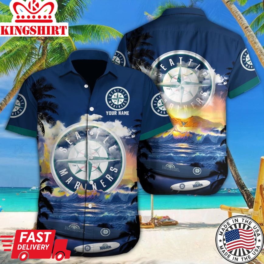 Seattle Mariners Customizable Hawaiian Name Shirt