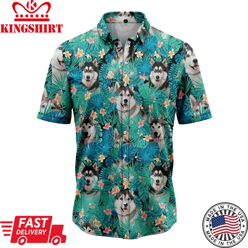 Siberian Husky Tropical Hawaii Shirt, Summer Gift, Trendy Hawaiian Shirts For Men And Women Aloha Beach Shirt