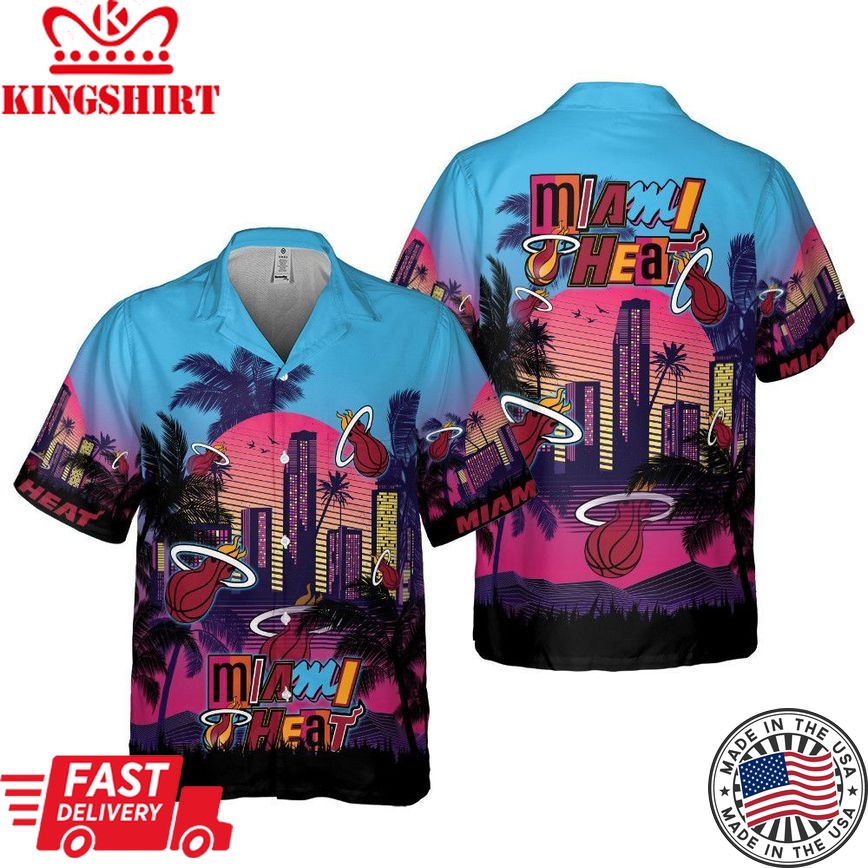 Signature Aloha Shirt with Miami Heat Beach Sunset