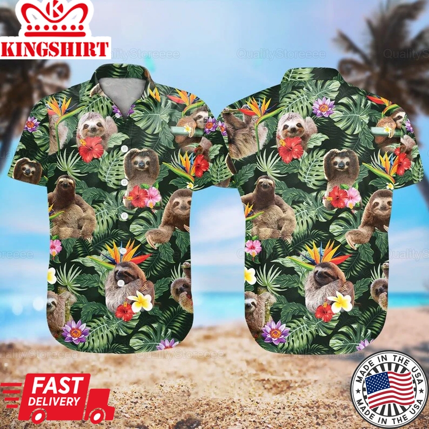 Sloth Hawaii Shirt, Trendy Hawaiian Shirt Men, Sloth Shirts, Sloth Lovers, Funny Trendy Hawaiian Shirts