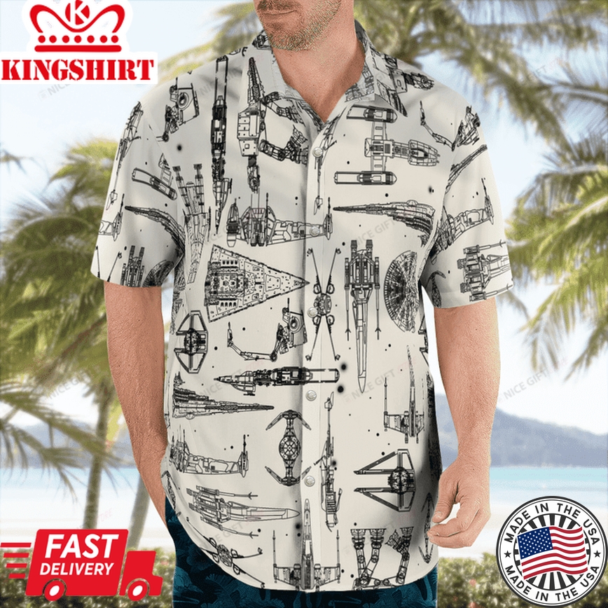 Space Ships from Star Wars Aloha Design Shirt