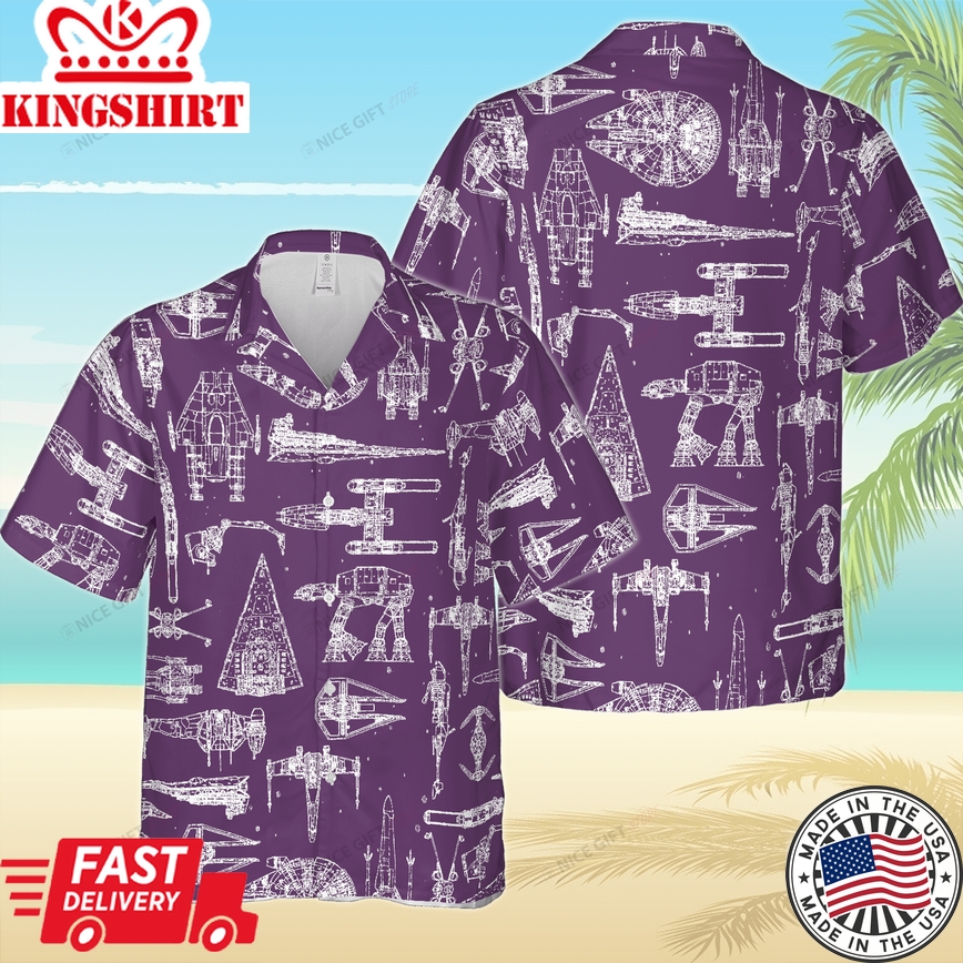 Star Wars Hawaiian Shirt with Space Ships Design