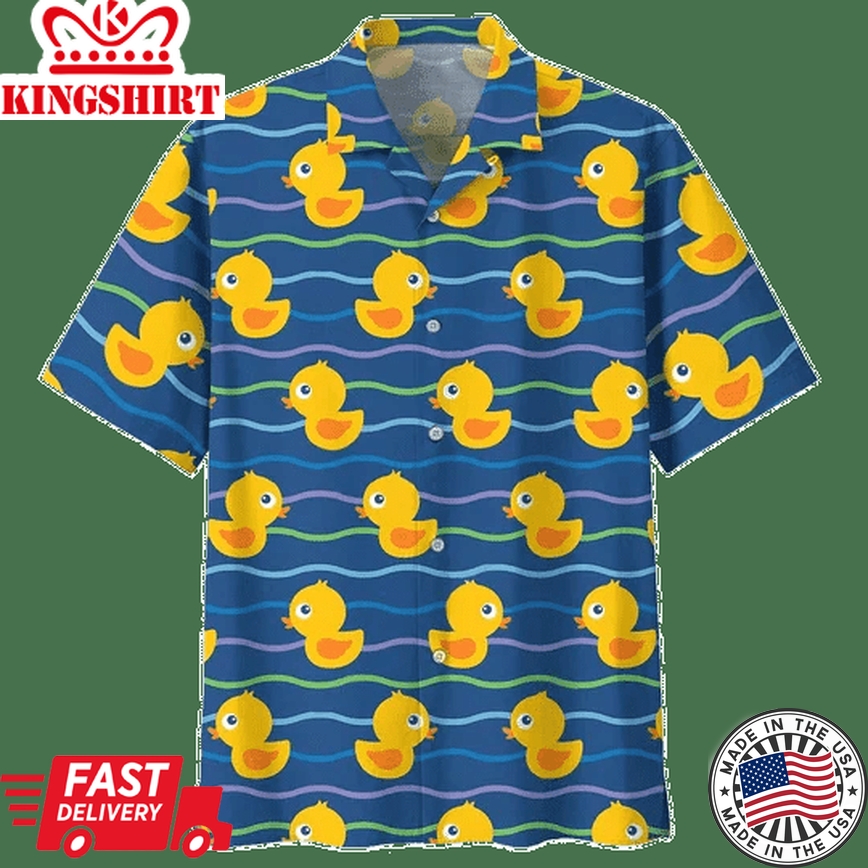 Swimming Duck Background Trendy Hawaiian Shirt, Duck Hawaii Shirt, Duck Shirt For Family