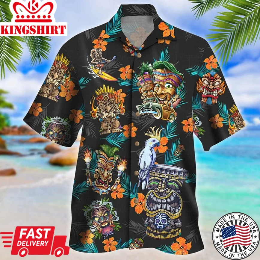 Tiki Hawaii Shirt, Summer Aloha Shirt, Gift For Summer