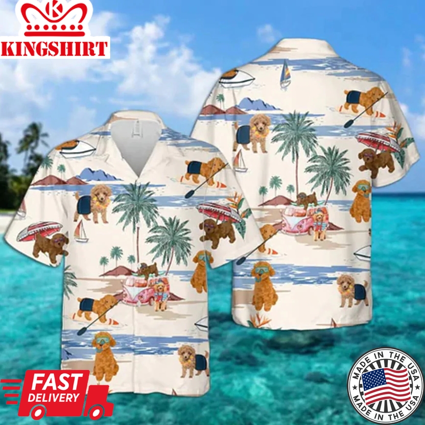 Toy Poodle Summer Beach Trendy Hawaiian Shirt, Trendy Hawaiian Shirts For Men Short Sleeve Aloha Beach Shirt