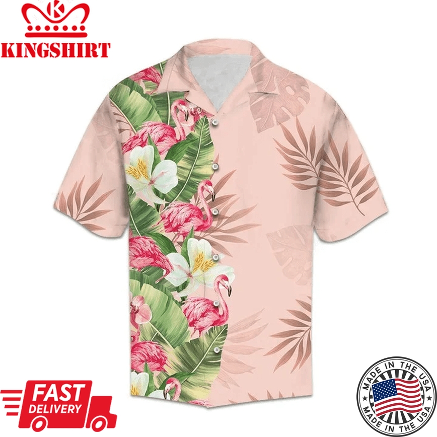 Tropical Flamingo And Banana Leaf Pattern Trendy Hawaiian Shirt