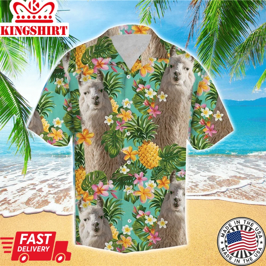 Tropical Pineapple Llama Multicolor Unique Design Unisex Trendy Hawaiian Shirt