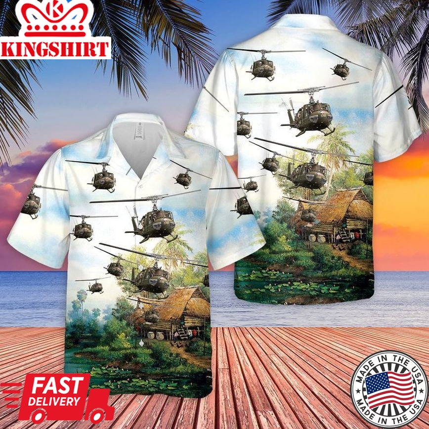 Us Army Bell Uh-1 Huey Trendy Hawaiian Shirt, Short Sleeve Trendy Hawaiian Shirt For Men