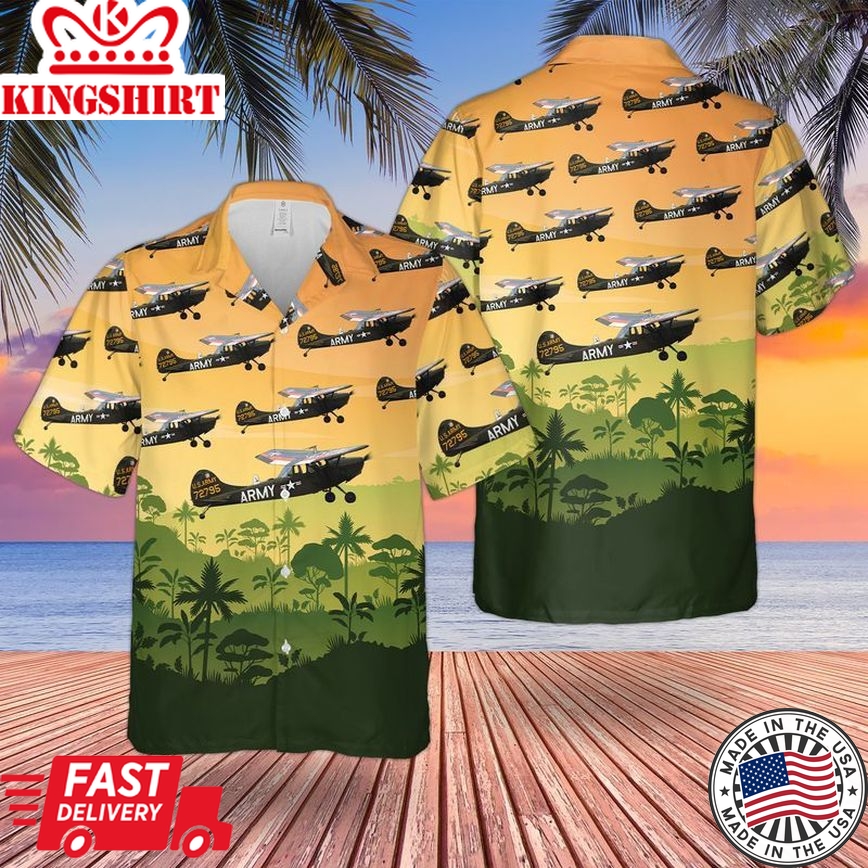 Us Army Cessna O-1 Bird Dog Trendy Hawaiian Shirt, Short Sleeve Trendy Hawaiian Shirt For Men