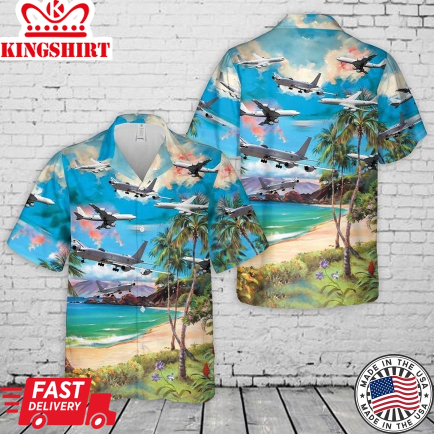 Us Navy Boeing E-6 Mercury Trendy Hawaiian Shirt, Short Sleeve Trendy Hawaiian Shirt For Men