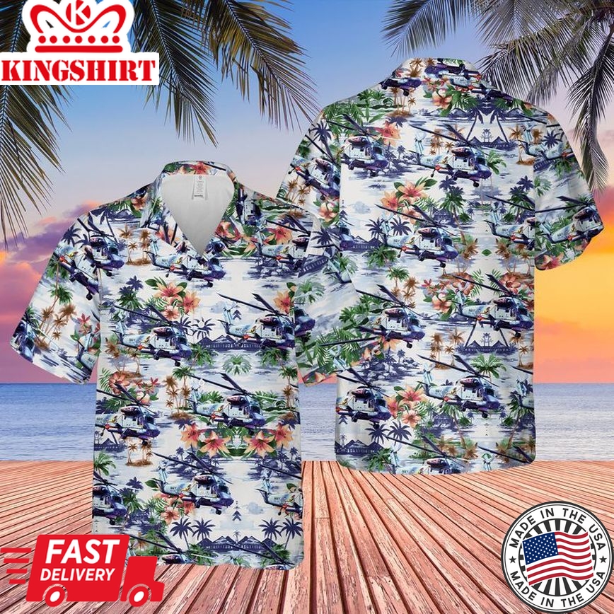 Us Navy Kaman Sh-2G Super Seasprite Trendy Hawaiian Shirt, Short Sleeve Trendy Hawaiian Shirt For Men