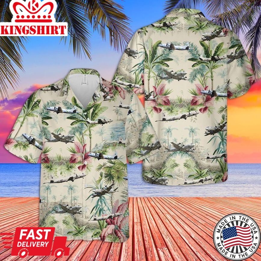 Us Navy Lockheed P-3 Orion Trendy Hawaiian Shirt, Short Sleeve Trendy Hawaiian Shirt For Men