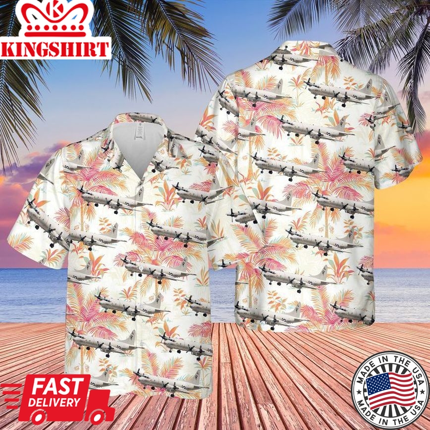 Us Navy Lockheed P-3C Orion Trendy Hawaiian Shirt, Short Sleeve Trendy Hawaiian Shirt For Men