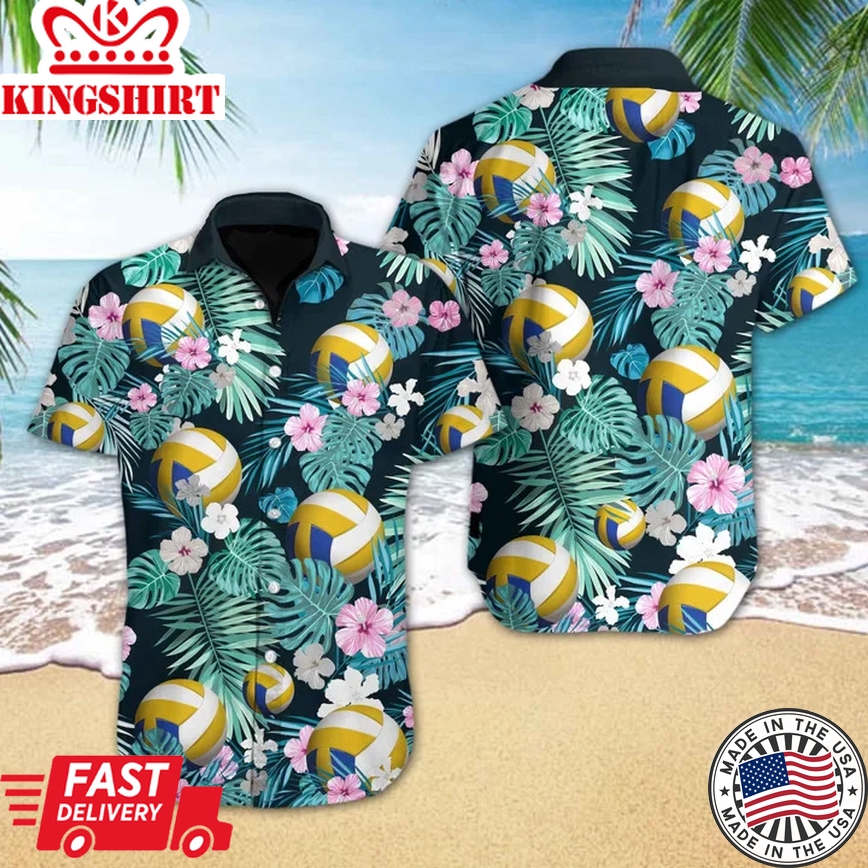 Volleyball Flower Tropical Jungle Trendy Hawaiian Shirt