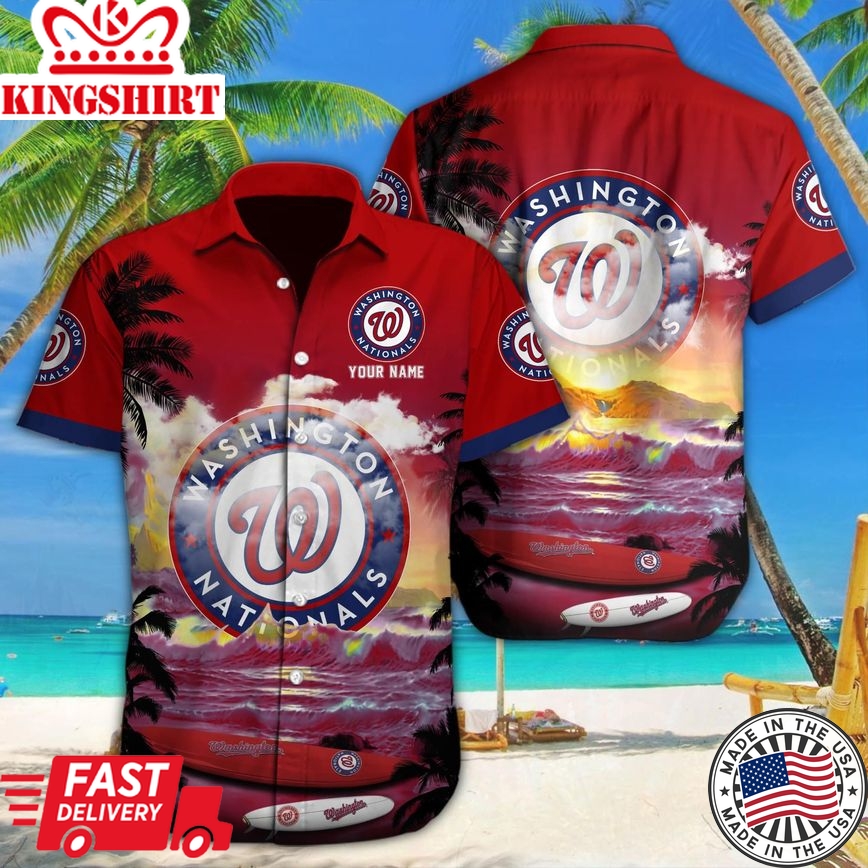 Washington Nationals Customizable Name Beach Shirt