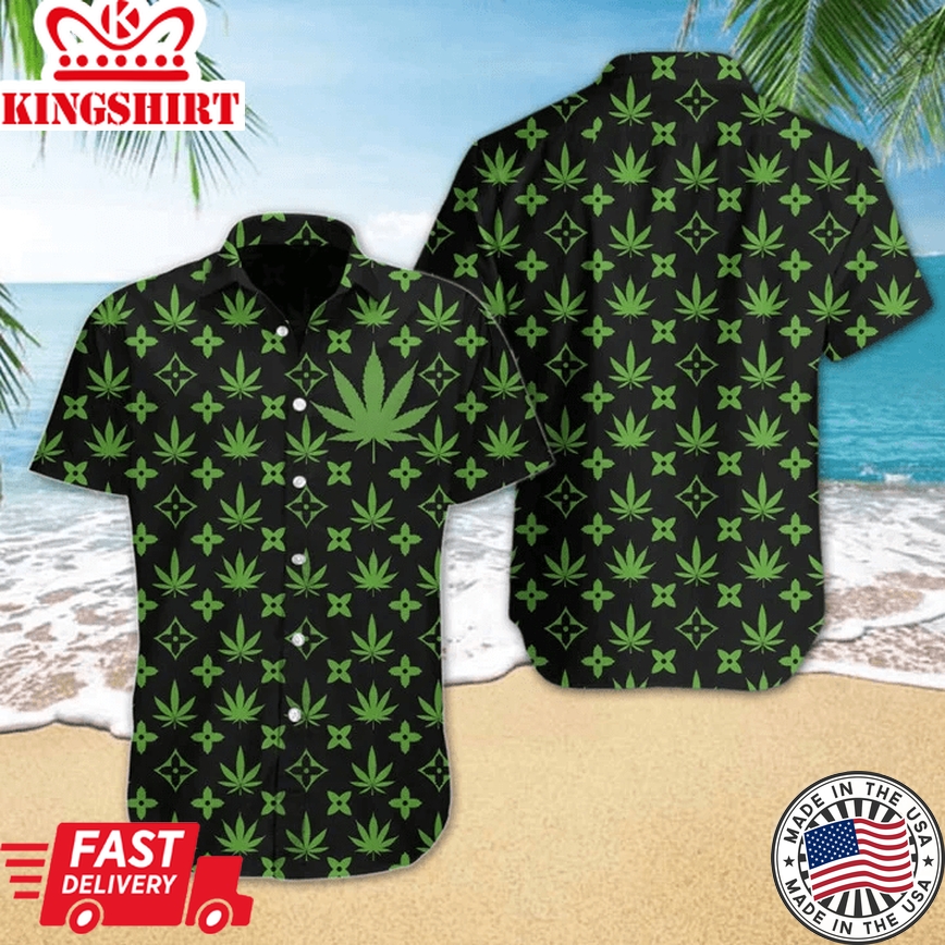 Weed Yellow Green And Black Design Trendy Hawaiian Shirt