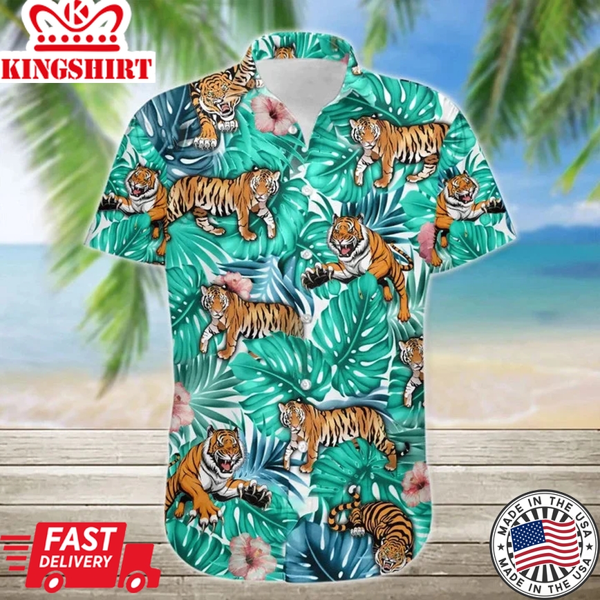 Wild Tiger Tropical Jungle Design Trendy Hawaiian Shirt